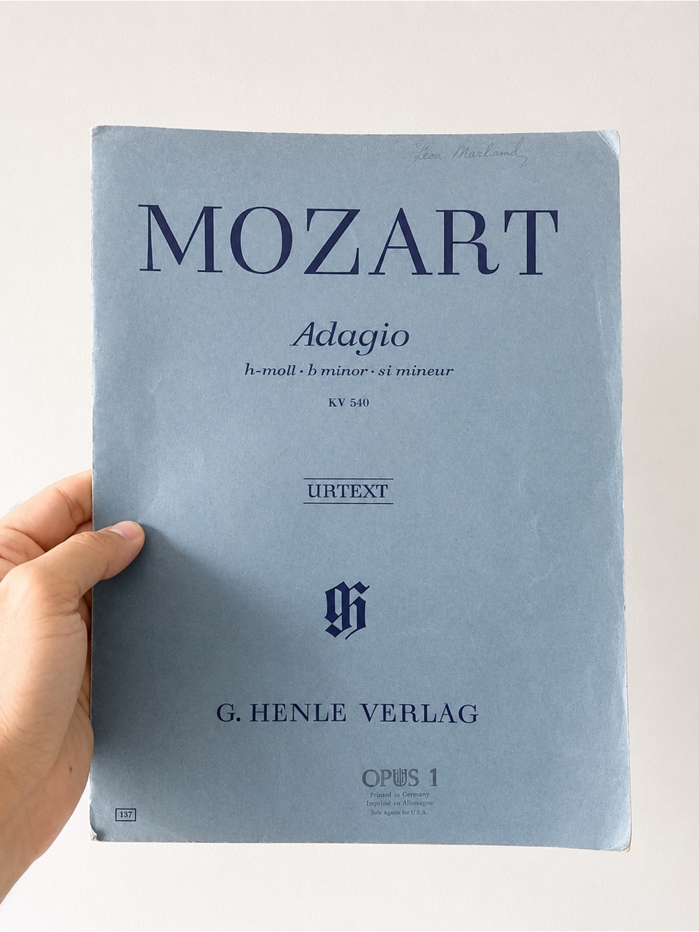 Mozart Adagio in B minor K540 Sheet Music Piano Solo Book VERY GOOD
